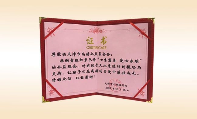 2019年1月-大江网页版_大江（中国）公益基金会荣获-天津市儿童福利院颁发的荣誉证书
